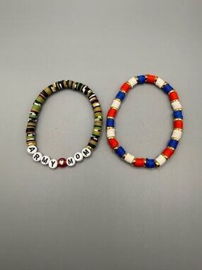 Army Mom Camouflage Stretch Bracelet Set - Handmade #B0468T